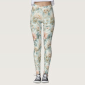 Romantic Regency Pastel Floral Print レギンス (正面)
