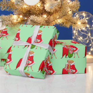 ROMANTIC RETRO CHRISTMAS COUPLE ラッピングペーパー