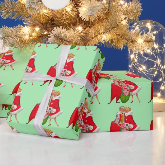 ROMANTIC RETRO CHRISTMAS COUPLE ラッピングペーパー (クリスマス)