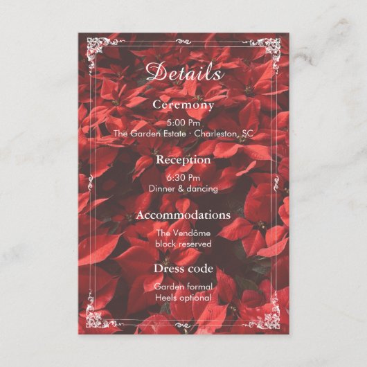 Romantic Rose|結婚式の詳細を記すフラワー付属カード(編集可) エンクロージャーカード (正面)