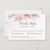 Romantic Rose and Champagne Boho Chic Wedding RSVP (正面)