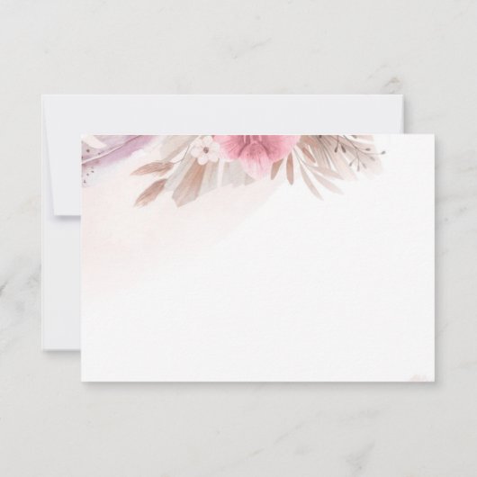 Romantic Rose and Champagne Boho Chic Wedding RSVP (裏面)