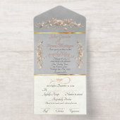 Romantic Rose Arc Borders & Calligraphy - Grey オールインワン招待状 (内側)