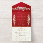 Romantic Rose Arc Borders & Calligraphy - Red オールインワン招待状 (内側)