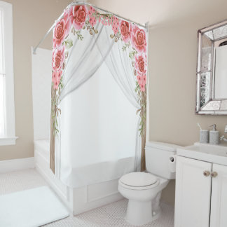 Romantic Rose Arch Floral Shower Curtain シャワーカーテン