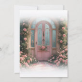 Romantic Rose Arch Pink Door Wedding Invitation 招待状 (裏面)