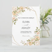 Romantic Rose Bloom Wedding | Elegant Floral Party 招待状 (スタンド正面)