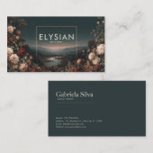 Romantic Rose Floral and Misty Mountain Landscape 名刺 (正面/裏面)