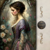 Romantic Rose Garden Woman Portrait Decoupage 薄葉紙