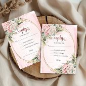 Romantic Rose Gold Blush Floral Wedding RSVP Card
