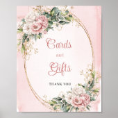 Romantic Rose Gold Floral Eucalyptus Cards & Gifts ポスター (正面)