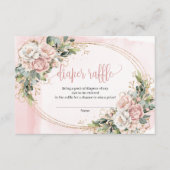 Romantic Rose Gold Floral Eucalyptus Diaper Raffle エンクロージャーカード (正面)
