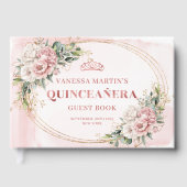 Romantic Rose Gold Floral Greenery Quinceañera  ゲストブック (正面)