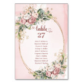 Romantic Rose Gold Flowers Greenery Table Numbers テーブルナンバー (裏面)