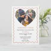 Romantic Rose Gold Heart Photo Wedding 招待状 (スタンド正面)