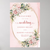 Romantic Rose Gold Light Pink Wedding Welcome ポスター (正面)