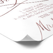 Romantic Rose Gold Photobooth Guest Book Sign ポスター (角)