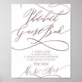 Romantic Rose Gold Photobooth Guest Book Sign ポスター
