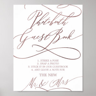 Romantic Rose Gold Photobooth Guest Book Sign ポスター