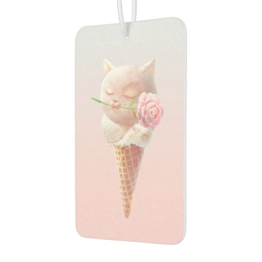 Romantic Rose: Miss Meow Pink Ice Cream Cone Art カーエアーフレッシュナー (左)