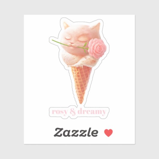 Romantic Rose: Miss Meow Pink Ice Cream Cone Art シール (シート)