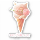 Romantic Rose: Miss Meow Pink Ice Cream Cone Art シール (正面)
