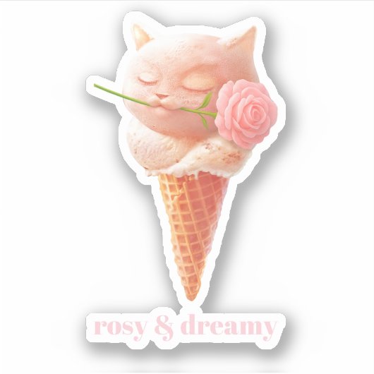 Romantic Rose: Miss Meow Pink Ice Cream Cone Art シール (正面)