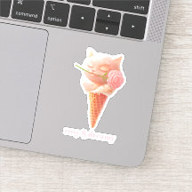 Romantic Rose: Miss Meow Pink Ice Cream Cone Art