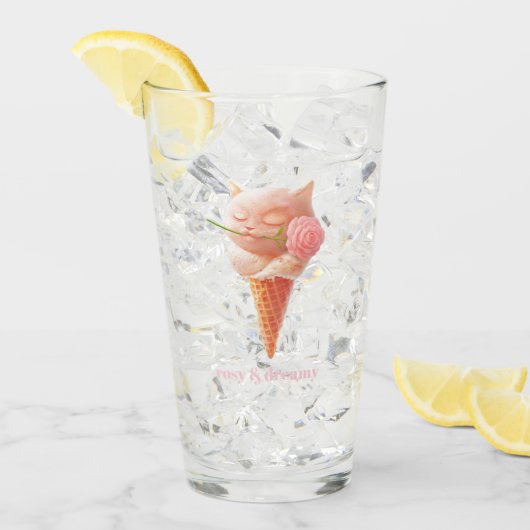 Romantic Rose: Miss Meow Pink Ice Cream Cone Art タンブラーグラス (アイス正面)