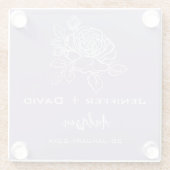 Romantic Rose Personalized Wedding/ Bridal Shower  ガラスコースター (裏面)