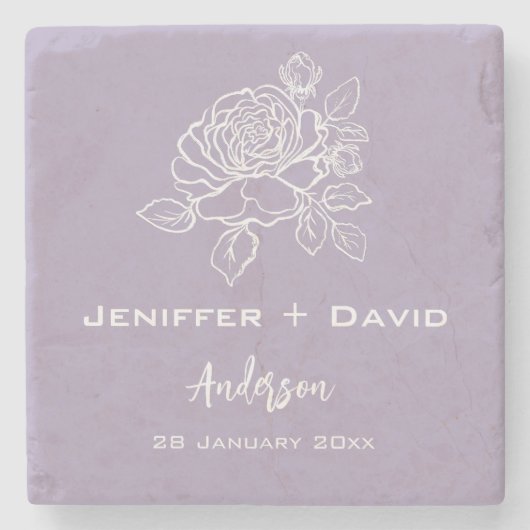 Romantic Rose Personalized Wedding/ Bridal Shower  ストーンコースター (正面)