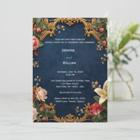 Romantic Rose Wedding Invitation Set 招待状 (スタンド正面)