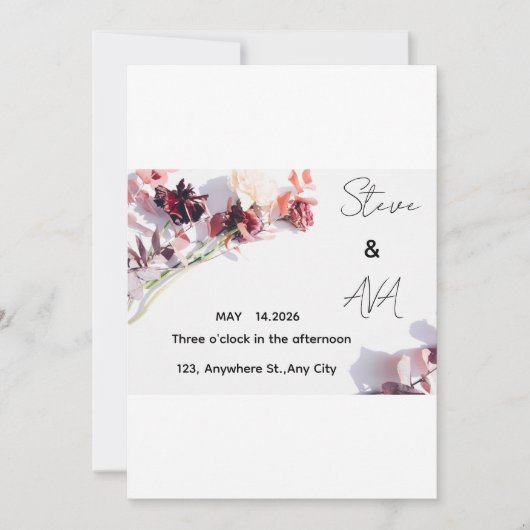 Romantic Rose Wedding Invitation | Soft Floral Ele 招待状 (正面)
