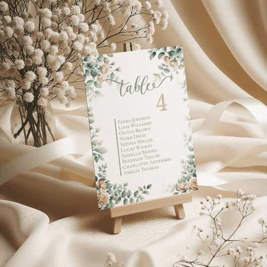 Romantic Rose Wedding Table Cards Seating Plan テーブルナンバー