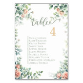 Romantic Rose Wedding Table Cards Seating Plan テーブルナンバー (正面)