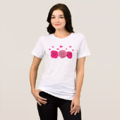 Romantic Roses and Hearts Elegant Valentine's Day トライブレンドTシャツ (正面全面)