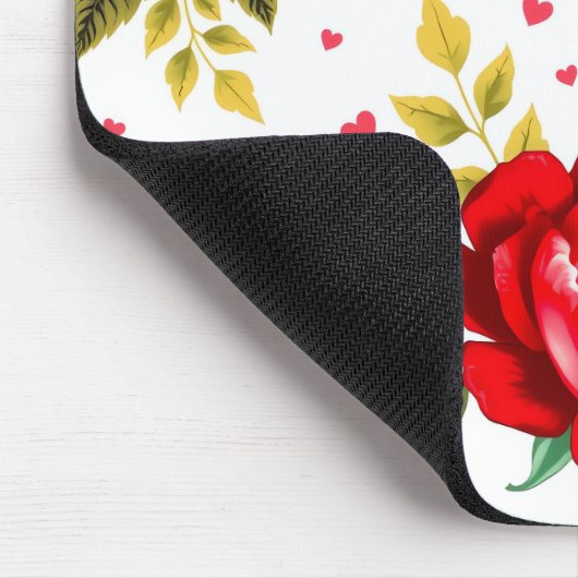 Romantic Roses and Hearts Mouse Pad マウスパッド (コーナー)