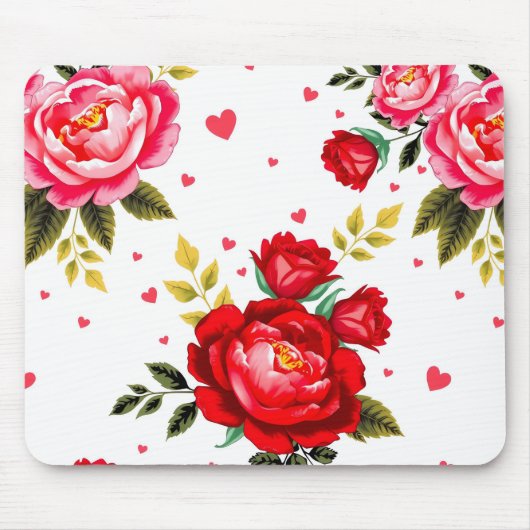 Romantic Roses and Hearts Mouse Pad マウスパッド (正面)