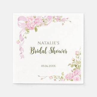 Romantic Roses Chic Floral Bridal Shower スタンダードカクテルナプキン
