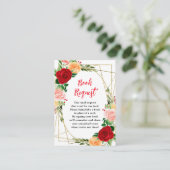 Romantic Roses Floral Baby Shower Book Request エンクロージャーカード (スタンド正面)