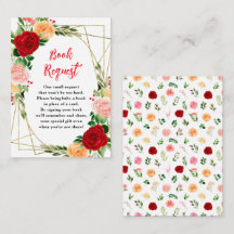 Romantic Roses Floral Baby Shower Book Request