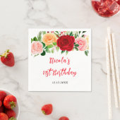 Romantic Roses Floral Birthday スタンダードカクテルナプキン (インサイチュ)