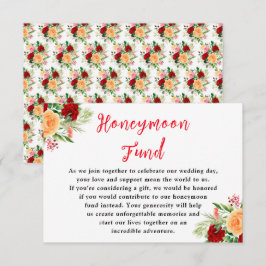 Romantic Roses Floral Wedding Honeymoon Fund エンクロージャーカード