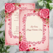 Romantic Roses Pink Heart Motifs Valentine Party  招待状