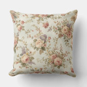 Romantic Roses & Wildflowers Vintage Garland クッション (正面)