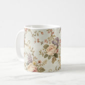Romantic Roses & Wildflowers Vintage Garland コーヒーマグカップ (正面左)