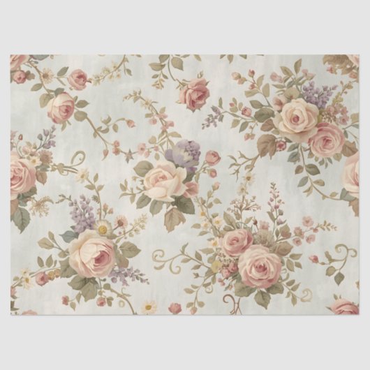 Romantic Roses & Wildflowers Vintage Garland 薄葉紙 (正面)