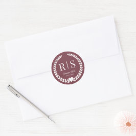 Romantic Rosewood Wedding Monogram Initials ラウンドシール