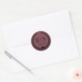 Romantic Rosewood Wedding Monogram Initials ラウンドシール