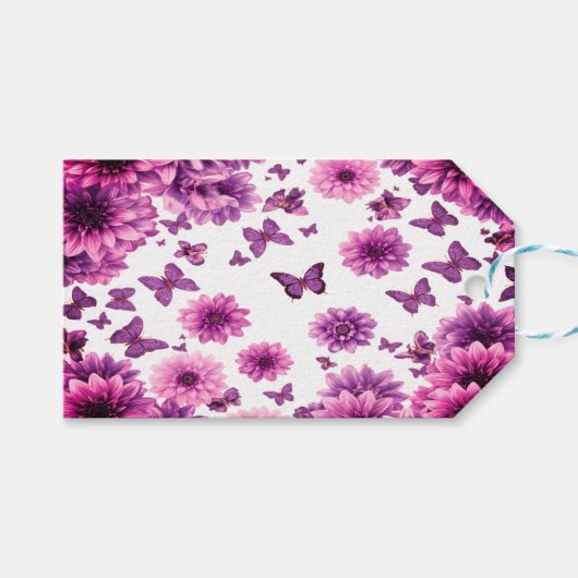 Romantic Rosy Floral ギフトタグ (正面(横))